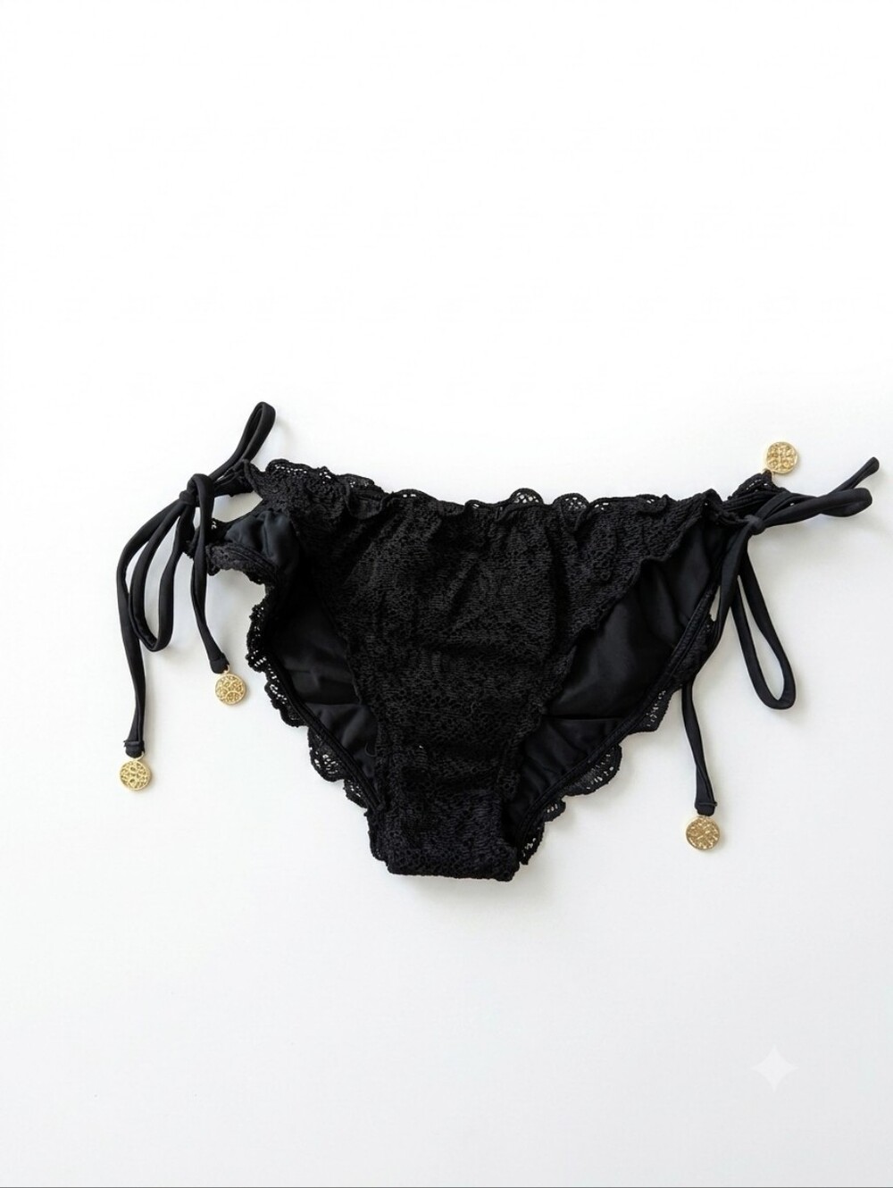 Black Tie-Side Bikini Bottoms - BOTTOM ONLY